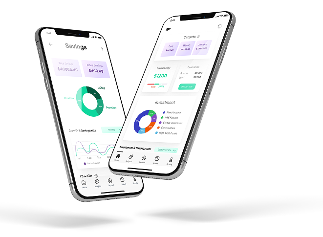 Sortika app redesign: Savings and Dashboard screens